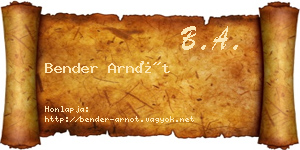 Bender Arnót névjegykártya